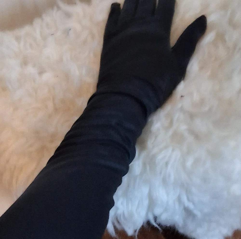 Vintage Black Opera Length Button Closure  Gloves S/ 0
